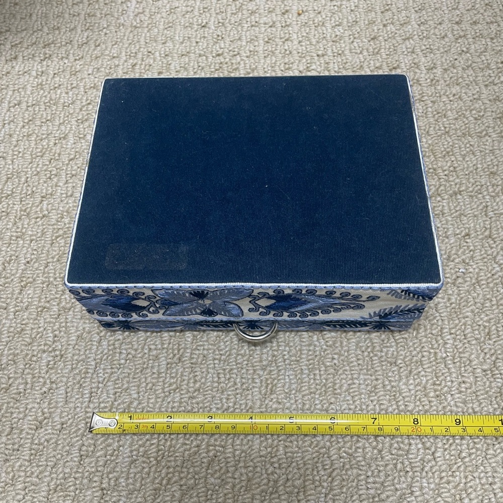 Chico's Blue and White Embroidered Jewelry Box - Picture 8 of 9